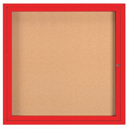 Aarco Illuminated Enclosed Bulletin Board w/ Red Powder Coated Al Frame, 36''Hx36''W DCC3636RIR