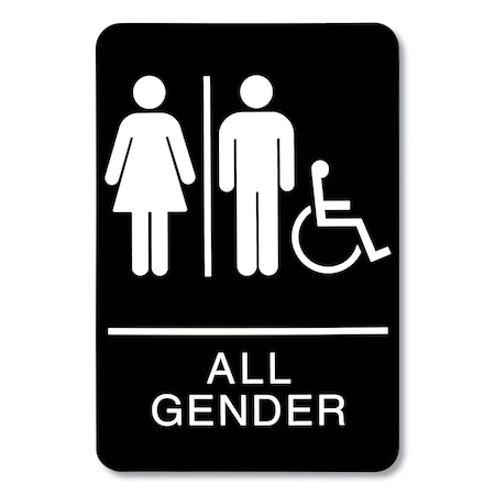 Headline Sign All Gender (with Wheelchair), 6" W x 9" H 9486