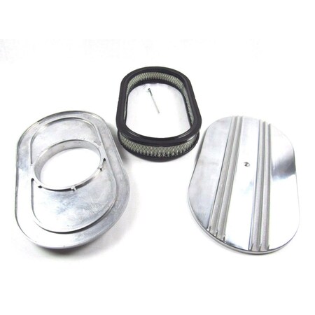 Bous Performance 15 in. Oval Half Finned Air Cleaner with Element, Polished - BPE-1105 E40042P