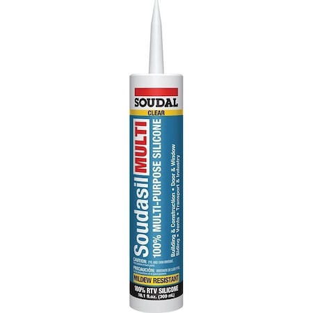 Soudal Soudasil Multi Sealant, Clear, 24 hr Curing, 35 to140 deg F, 101 oz Cartridge 146893