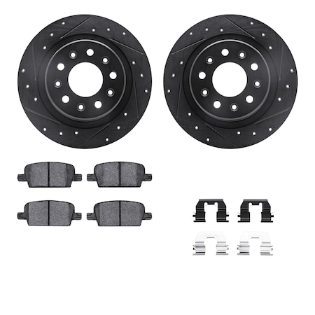 Dynamic Friction Co DFC Rotors-Drilled & Slotted-Black w/ 5000 Advanced Brake Pads Incl Hdw 8512-47050