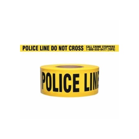 Presco Barricade Tape, 3 in x 1000 ft, 2.5 mil, Yellow, POLICE LINE DO NOT CROSS, 8PK 764-B31022Y11