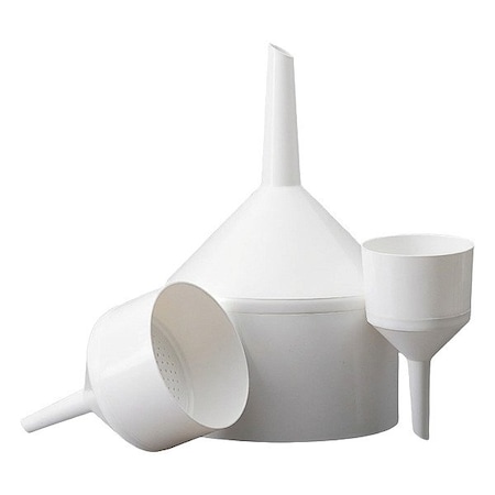 Zoro Select Lab Funnels, Polypropylene, White 600438