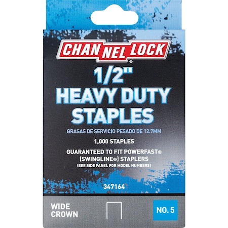 Channellock No. 5 Heavy-Duty Wide Crown Staple 1/2'', 1000PK 347164