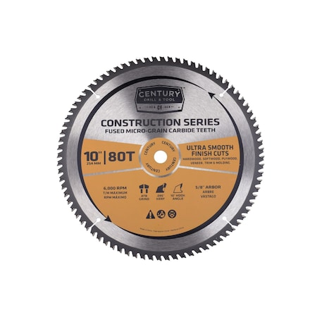 Century Drill & Tool Construction Ultra Smooth Cross Cutting Mitre Saw Blade 10218