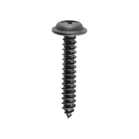 Phillips Flat Top Washer Head Tapping Screw #8 x 1in - Black, 100PK