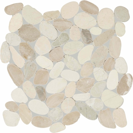 Daltile Pebble Oasis Natural Stone Flat Pebble Mosaic 12in x 12in in Tumbled Seashell, 11PK PB20FLTPEBMSTM