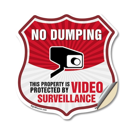 Signmission No Dumping Shield Sign This Property Is, 12 Inch X 12 Inch, Vinyl Decal SHI-D-12-393