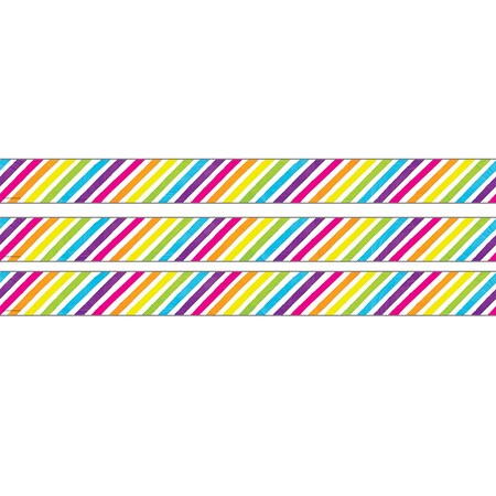 Teacher Created Resources Brights 4Ever Stripes Straight Rolled Border Trim, 50 Feet, 3PK TCR9114