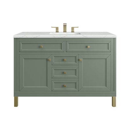 James Martin Vanities Chicago 48 in. Single Vanity, Smokey Celadon, w/ 3 CM Ethereal Noctis Silestone Top 503-V48-SC-3ENC