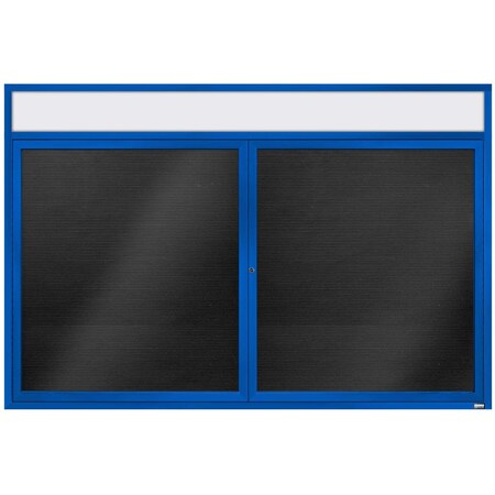 Aarco Enclosed Letter Board Directory w/ Powder Coated Blue Aluminum Frame and Header, 48''Hx72''W, 2 Doors ADC4872HB