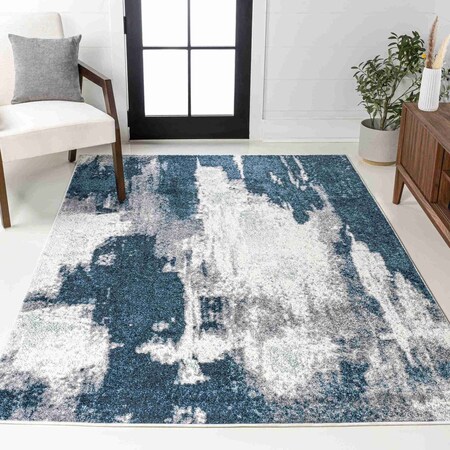 Jonathan Y Zoe Contemporary Bohemian Abstract Marble Navy/White 4 ft. x 6 ft. Area Rug SEU302A-4