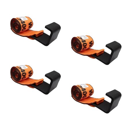Mytee Products 4Pk 4inx5ft Orange Roll Off Winch Strap for Container w/ Flat Hook 6,667 lbs WLL, 4PK WS4x5CH-Ax4