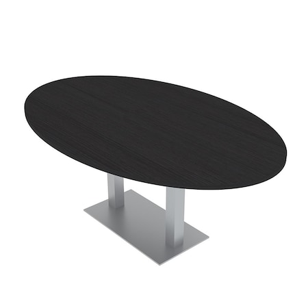 Skutchi Designs Oval Conference Table With Power Unit, 48 in W, 84 in L, Black HAR-OVL-48X84-DOU-U999ST19-NA