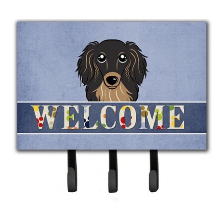 Carolines Treasures Longhair Black And Tan Dachshund Welcome Leash and Key Holder BB1399TH68