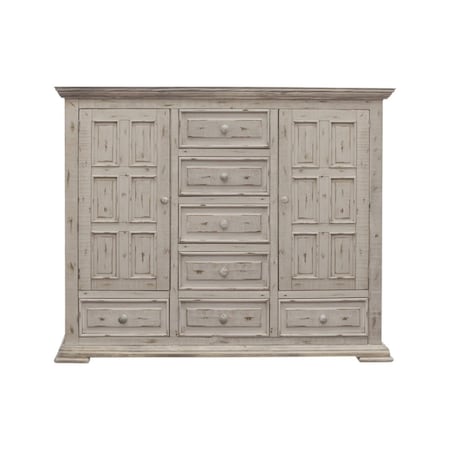 Homeroots 64" White Solid Wood Seven Drawer Gentlemans Chest 524566