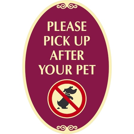 Lyle Please Pick Up After Your Pet with Graphic, 12x18, Engineer Grade, Burgundy G-2487-EG_12x18