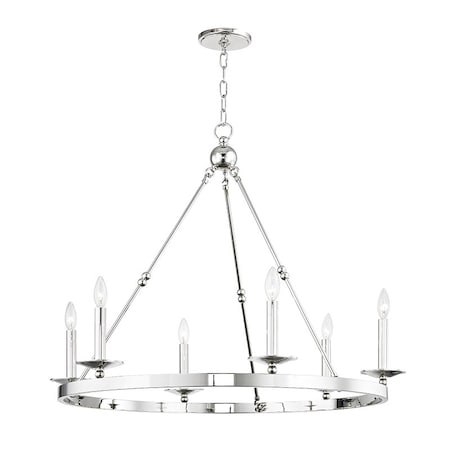Hudson Valley Lighting Allendale 6 Light Chandelier 35.75 In. Polished Nickel 3206-PN