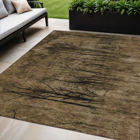 Homeroots 5' X 8' Brown And Charcoal Floral Washable Indoor Outdoor Area Rug 631006
