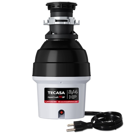 Tecasa 3/4 HP Batch Feed Garbage Disposals, 2700 RPM, 37 oz, 115V, With Power Cord TGES75B