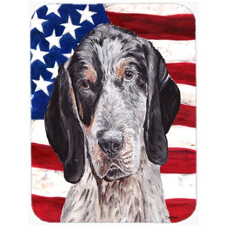 Carolines Treasures Blue Tick Coonhound With American Flag USA Glass Cutting Board - Large SC9625LCB