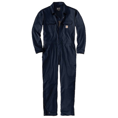 Carhartt Canvas Coveralls, 2% Spandex Stretch Canvas, 98% Cotton, 6.5 oz Fabric Weight, 32 in Inseam, Navy 105019-I26SREG