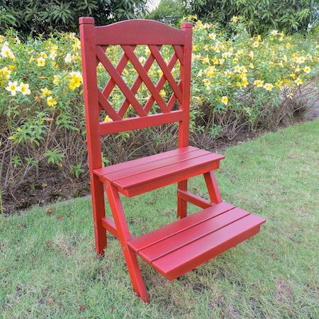 International Caravan Royal Fiji Acacia 2-Tier Trelis Plant Stand, Barn Red TT-FB-015-AC-BRD