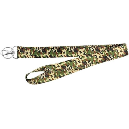 Hy-Ko 2GO Series Lanyard, 18 in L, 1 in W, Polyester, Camouflage, Clip End LAN-102