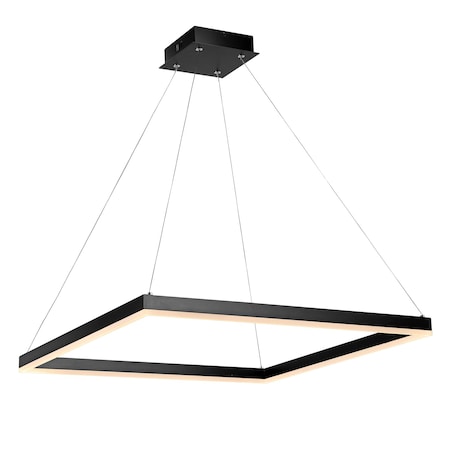 Jonathan Y Nero 23.63" Square Contemporary Modern Metal Integrated LED Pendant Light, Black JYL7105A