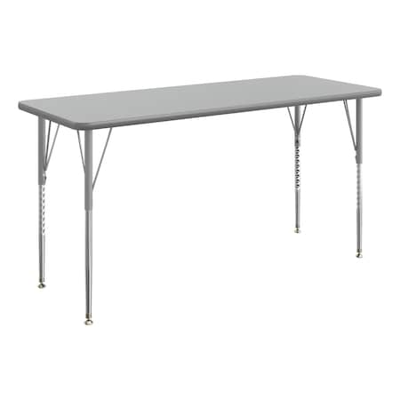 Flash Furniture Wren 60 in x 24 in Adjustable Height Activity Table, Thermal Laminate Top, Standard Legs, Gray XU-A2460-REC-GRY-T-A-GG