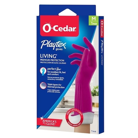 O-Cedar Playtex Living Reusable Gloves, M, Latex/Neoprene/Nitrile, Gray 166119