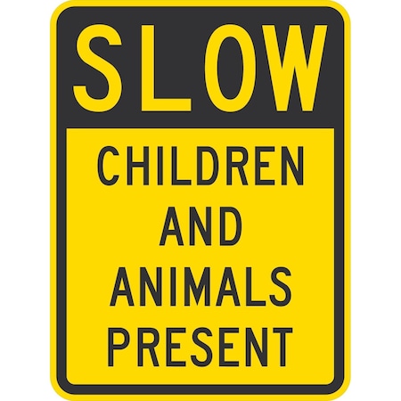 Lyle Slow Children And Animals Present, 18x24, High Intensity Prismatic, Yellow G-10392-HI_18x24