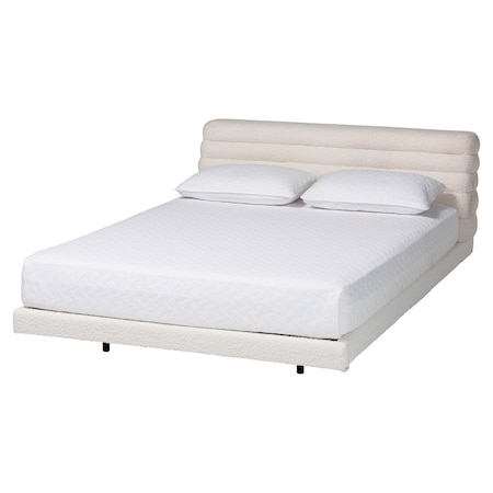 Baxton Studio Alfie Boucle Floating Bed with Channel Tufted Headboard, King 262-14357-ZORO