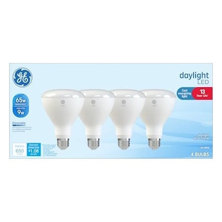 Ge LED Bulb, R30 Lamp, 65 W Equivalent, Medium Lamp Base, Dimmable, Daylight, 5000 K Color Temp, 4PK 93130063
