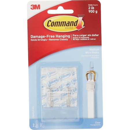 Command Medium Wire Hook Clear 2 Hooks 3 Strips 17065CLR-ES