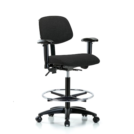 Blue Ridge Ergonomics Chair, Fab, Hi Bench, Tilt AA CF Cast, Blk, 6-Way Adjustable, 26" to 35-1/2" Height, Black BR-FHBCH-RG-T1-A1-CF-RC-F42