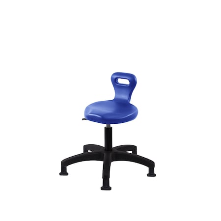 Blue Ridge Ergonomics Polyurethane Serpent Stool - Desk Height with Stationary Glides in Blue Polyurethane PSPDHSL-RG-RG-BLU