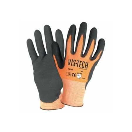 Wells Lamont Vis-Tech Cut-Resistant Gloves with Nitrile Coated Palm, 2X-Large, Orange/Black, 12PK 815-Y9296XXL