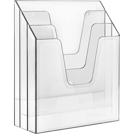 Acrimet Vertical Triple File Folder Holder Organizer, File Sorter (Plastic) (Clear Crystal Color) 864.1