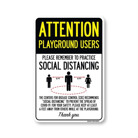 Signmission PSA, Playground Users Practice Social Distancing, 14in X 10in Rigid Plastic, OS-NS-P-1014-25413 OS-NS-P-1014-25413