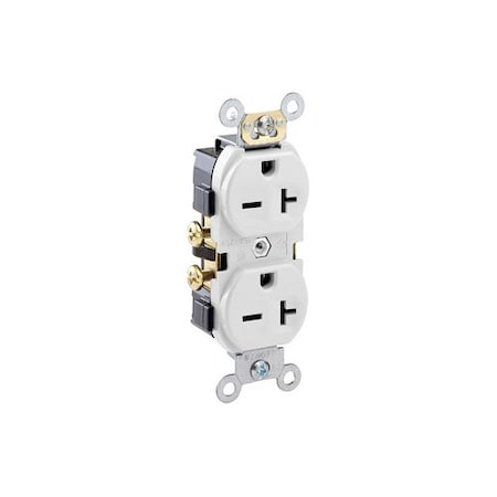 Leviton Duplex Receptacle Outlet, 20A, White, 250V 5822-WCP