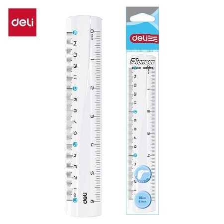 Deli Clear Ruler 15cm/6in, Dual Metric & Inch, Easy-Read, 30PK EG00112