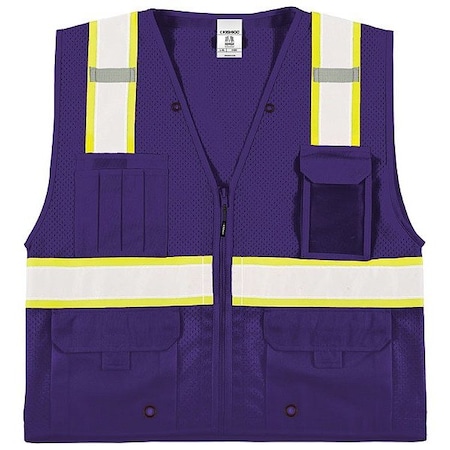 Kishigo Mesh Vest, Zipper, Purple, S/M B109-S-M