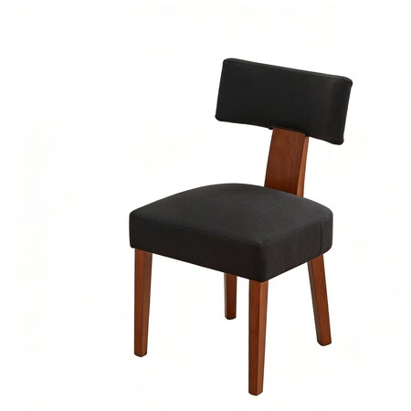 Homeroots Set of Two Black and Brown Linen and Solid Wood Dining Side Chairs, 2PK 719666