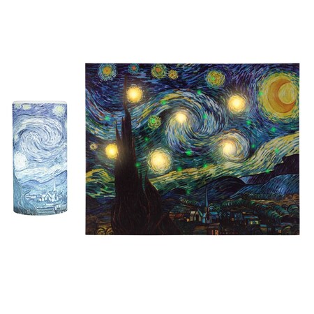 Lavish Home Van Gogh Wall Art Set Lighted Canvas Starry Night Print with Timer Fiber Optic Lights and LED Candle 80-LTCANVAS-1-B