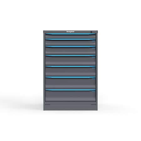 Strong Hold 7 drawer cabinet - (1x 2ft, 1x 3ft, 1x 4ft, 2x 5ft, 2x 6ft) - Blue accents - Keyed Different S3044-PPDAS-0701FS