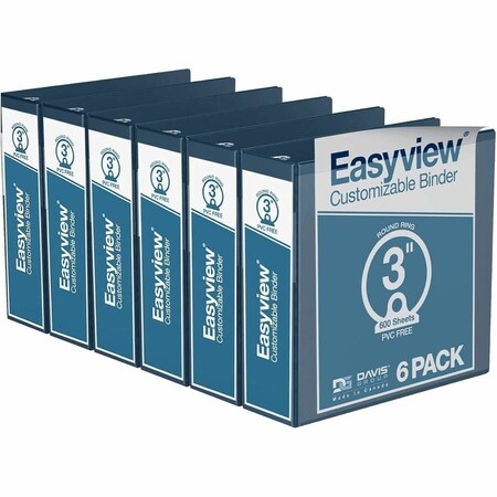 Davis Group Easyview Premium, Round Ring, Customizable, View Binder, (Navy Blue, 3"), PK6 8414-72-06