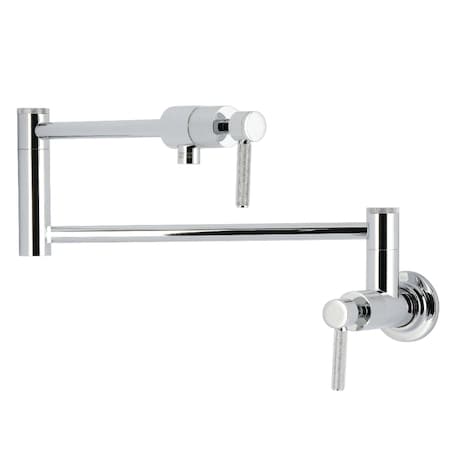Kingston Brass Wall Mount Pot Filler Faucet with Knurled Handle, Polished Chrome KS4101KNL