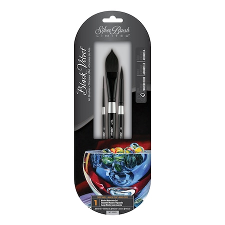 Silver Brush Black Velvet Watercolor Brushes, 3-Piece Set WC-3000S