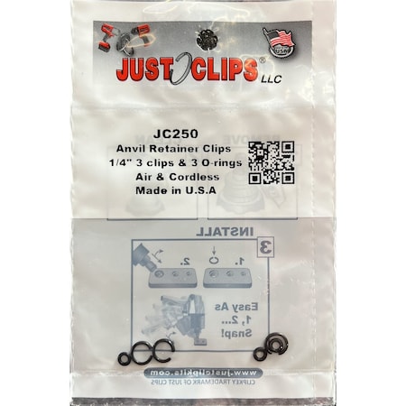 Just Clips 3 Hook Display Of 1/4 In., 3/8 In. & 1/2 In.  Rings And O-Rings JCSRD